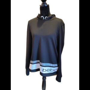 Bebe Hoodie Athletic Top Black Size Medium Pullover  Womens Stylish comfortable